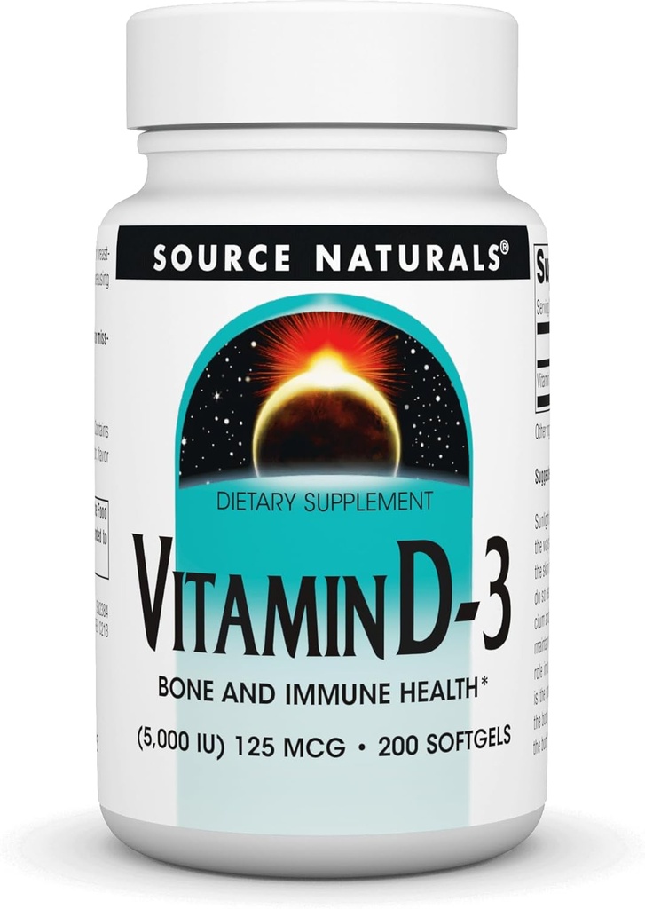 Zdroj Naturals Vitamín D-3 5000 iu podporuje Bone & Immune Health* - 200 Softgels
