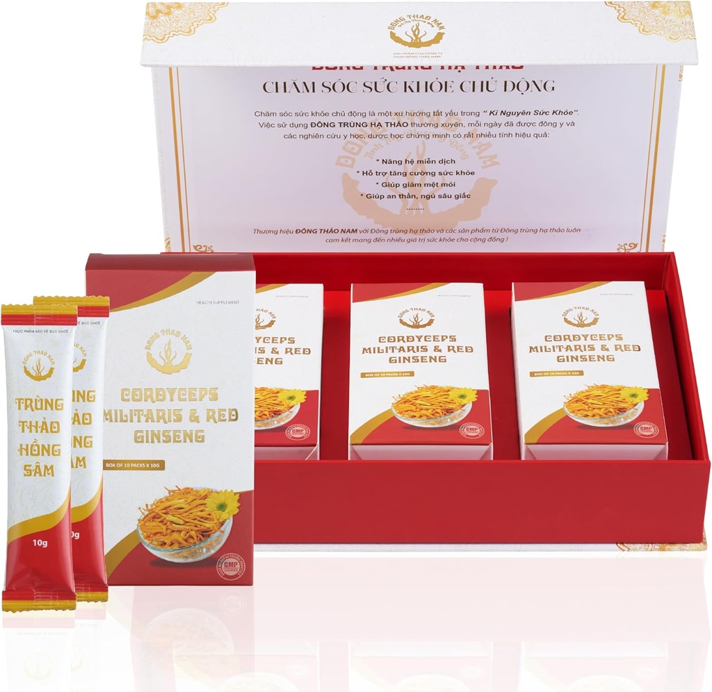 Dong Thao Im - Nang Ginseng và Cordycops Powder, 6 trong 1 công thức khai thác khoáng chất, tăng cảnh giác, tăng năng lượng và giảm béo, Caffeine Free, gói 30