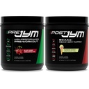 PRE JYM 30 Black Cherry & Post JYM Rainbow Sherbert Post-Workout 30 Servings Muscle Recovery Drink