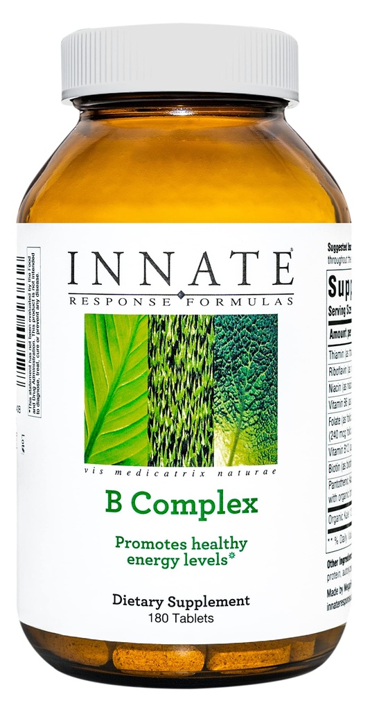INNATE Response Formulas B Complex - B Vitamin Supplement - Supports Cellular Energy Production and Metabolism - Vegan, Kosher, Non-GMO Project Verified - Made Without 9 Food Allergens - 180 Tablets