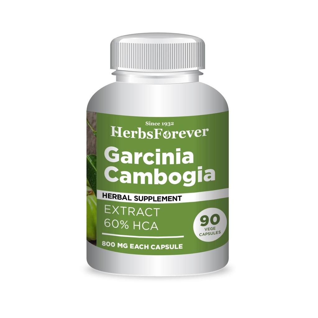 Herbsforever Garcinia Cambogia Extract Supplement | Supports Healthy Lifestyle & Weight Management | Natural Herbal Formula | 90 Vegetarian Capsules for Adults
