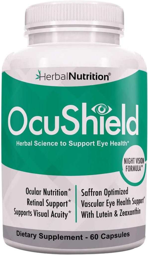 OcuShield Eye Health Vitamin Support for Health Eyes, Night Vision with Saffron, Lutein & Zeaxanthin, Eye Nutrients to protect & Stimulate Ocular Health, One Şişe