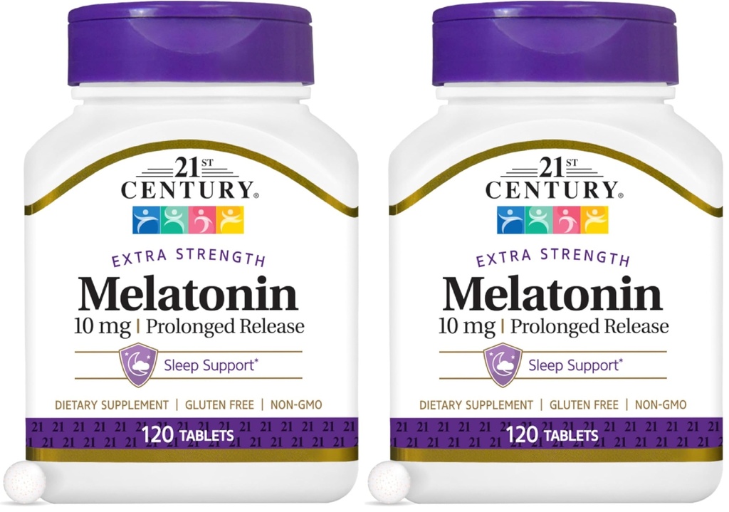 21st Century Melatonin 10 Mg Prolonged Release, 120 Count (Pack of 2)