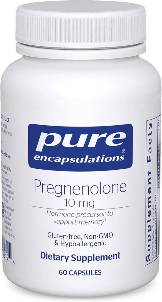 Pure Enkapsulations Pregnenolons 10 mg - Atbalsta Atmiņas un hormonu balanss * - Hormonu prekursors - Brīvs glutēns un ne- GMO - 60 kapsulas