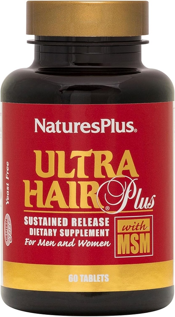 NaturesPlus Ultra Hair Plus - 60 Tablets, Pack de 2 - Sustained Release Formula for Men & Women - Gluten Free - 60 Total Servings