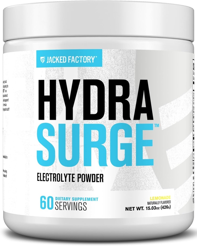 Fábrica Jacked HYDRASURGE Electrolyte Powder - Hydration Supplement w / Key Minerals, Himalaia Sea Salt, Água de coco - Keto Friendly, naturalmente adoçado - 60 Servings, Limonada