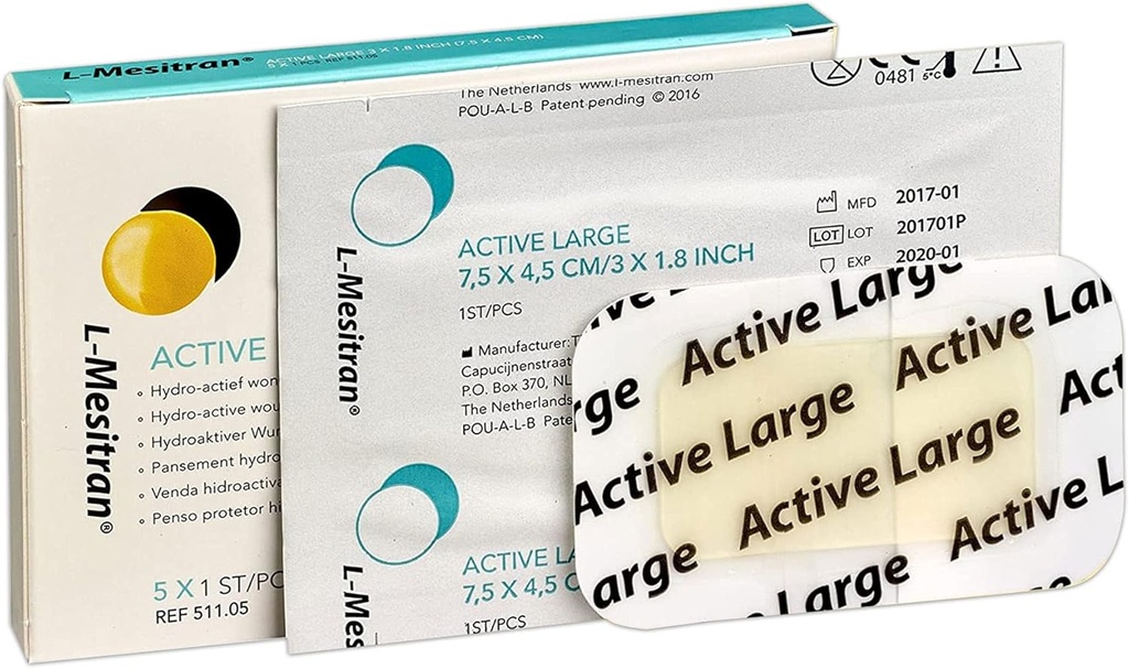 L-Mesitran 의학 급료 꿀 붕대 (1 팩에 있는 5개 조각) - 30% 꿀 - 부상 치유는 작은 커트, 마모, 화상을 커버하기 위하여 옷을 입는 메마른 가제 패드를 방수 처리합니다