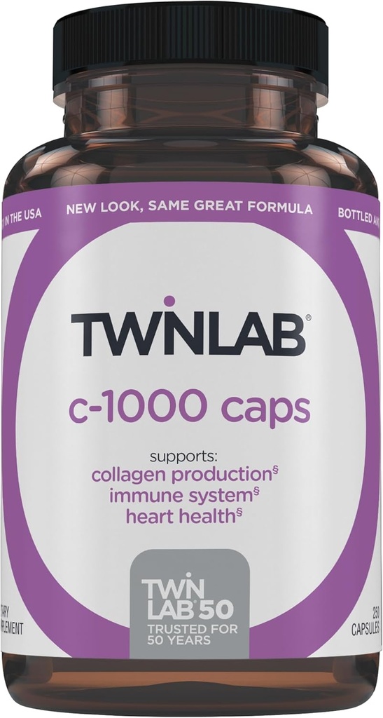 Twinlab C-1000 Capace - Suplimente de suport imunitar pentru bărbaţi şi femei - 250 capsule