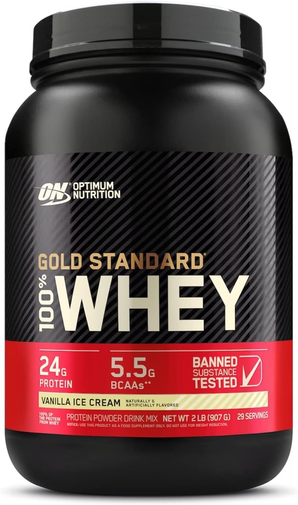 Elikadura optimoa 100% Whey Gold Standard, Vanilla Ice Cream, 2 libra