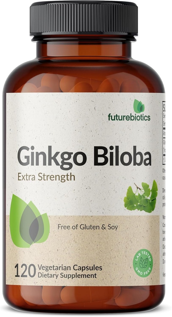Futurebiotics Ginkgo Biloba Extra Kraft unterstützt Gehirnfunktion und Gedächtnisunterstützung, 120 vegetarische Kapseln