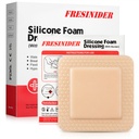 FRESINIDER Silicone Foam Dressing with Adhesive Border – Wound Dressing Bandage – Silicone Foam Pad – Pack of 10 – 4 x 4 Inches Large Waterproof Bandages – Self Adhesive Wound Care and Dressings