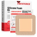 FRESINIDER Silicone Foam Dressing with Adhesive Border - Wound Dressing Bandage - Silicone Foam Pad - Pack of 10 - 4 x 4 Inches Large Water Defages - Self Adhesive Wound Care and Dressings