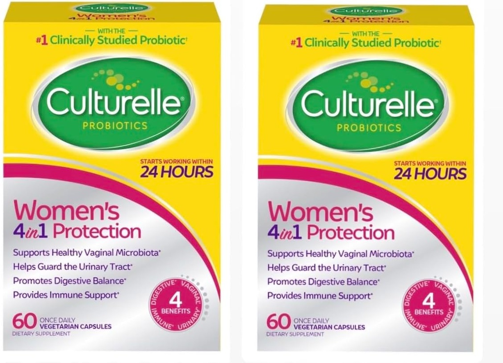 Equilíbrio saudável das mulheres Probióticos diários para as mulheres - Suporta Saúde Digestiva, Vaginal e Imune, Diarreia Ocasional, Gás e Bloating - Não-GMO 60ct (2 -Pack) (2)