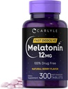 Carlyle Melatoniin 12 mg Fast Lahustage 300 tabletti | Ravimivaba | Looduslik marjamaitse | Taimetoitlane, mitte-GMO, gluteenivaba