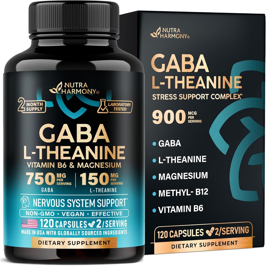 GABA L-Theanine 900 mg - Made in USA - Horčík 