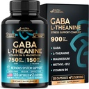 GABA L-thenine 900 mg - 在美国制造 - 镁 - 维生素 B6 - 冷静,睡眠,放松和Mood支持 - 750 mg Gamma 氨基丁酸,150 mg L-Thenine - 非哈比特成型,Vegan - 120 capsules