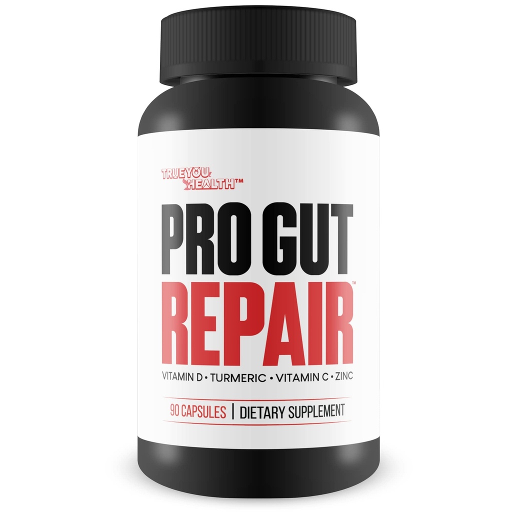 Pro Gut Repair - Leaky Gut Repair Supplements - High Fiber Natural Formula w/Vitamin C & Vitamin D - Turmeric - Zinc Gut Lining Repair Support - Promote Digestive Health