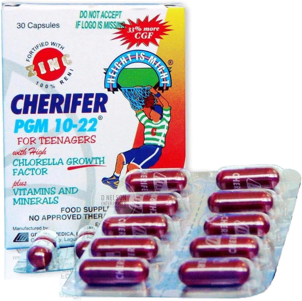 Cherifer PGM 10-22 High Chlorella Growth Factor (CGF) Zinc, 30 kapsularekin