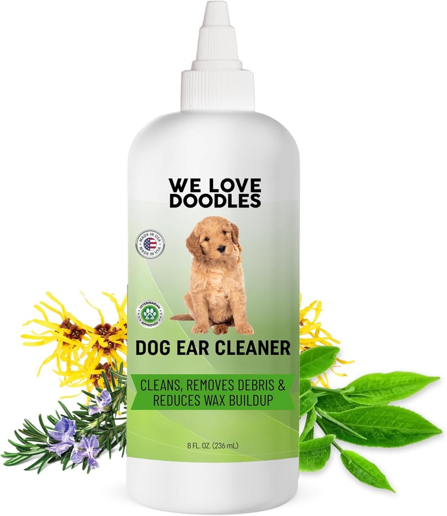 Ми любимо Doodles Dog Ear Cleaner Ear Миття для собак Зроблено в США. Натуральний чистий Ear Drops Запобігає інфікуванню, свербіж та одорів цуценя Ear Чистий Pet Чистка Ears Solution