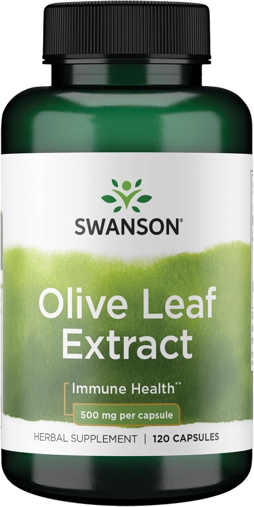Swanson Olive Leaf Extract Capsules dengan 20% Oleuropein - Menyediakan dukungan Imune, Promotes Cardiovascular System Health Healthy Tekanan - (120 Capsules, 500mg Masing-masing)