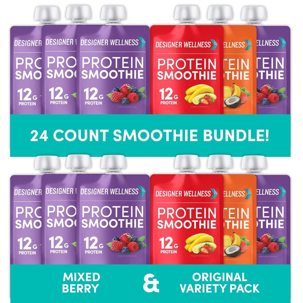 Designer Wellness Protein Smoothies Variety Pack e Mixed Berry Bundle