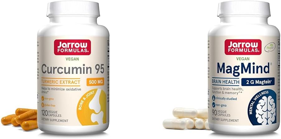 Jarrow Dictivas Curcumin 95 500mg - Až 120 Služeb (Veggie Caps) - Kurkumin Extract & MagMind Brain Health s Magteinem (Magtein L- Threonát), Dietní dodatek
