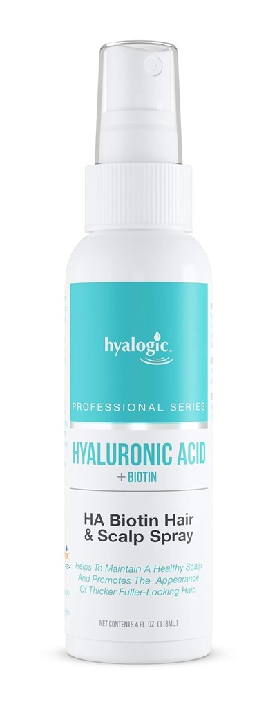 Hyalogic Biotin שיער גדילה Spray עם Hyaluronic Acid - מוצר שיער מקצועי עבור שיער רזה - בריא Scalp הידרציה, non-Gry, Volumizing מוצרי שיער (4 Fl oz)