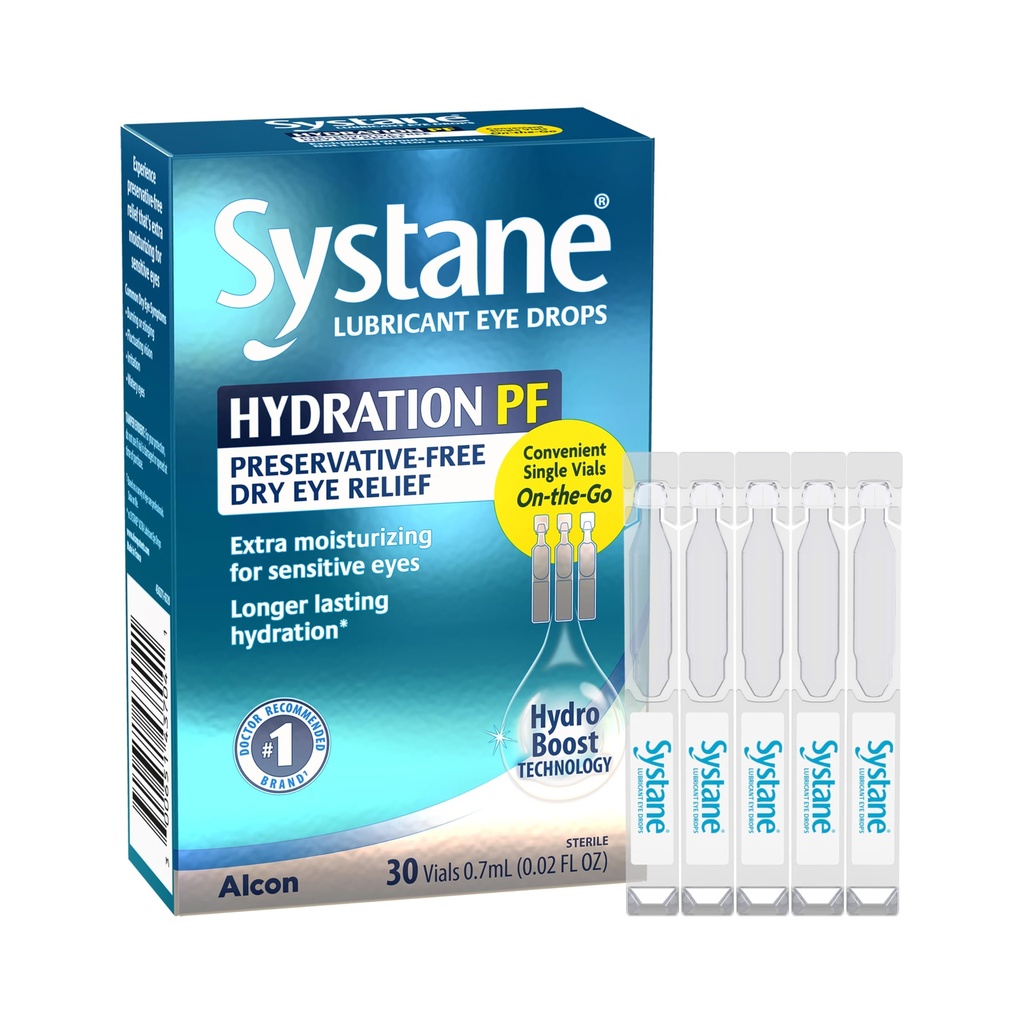 ALCON Systane Hydration Preservative-Free Lubricant Eye Drops, Transparent, 0.6 Fl Oz, 30 Count