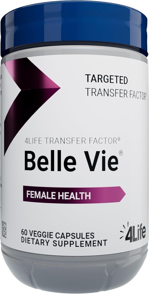 4Life Transfer Factor Belle Vie - Suporta Saúde Reprodutiva da Mulher com mistura de Fitoestrogênio de Kudzu, Flax e Red Clover - 60 Cápsulas Veggie