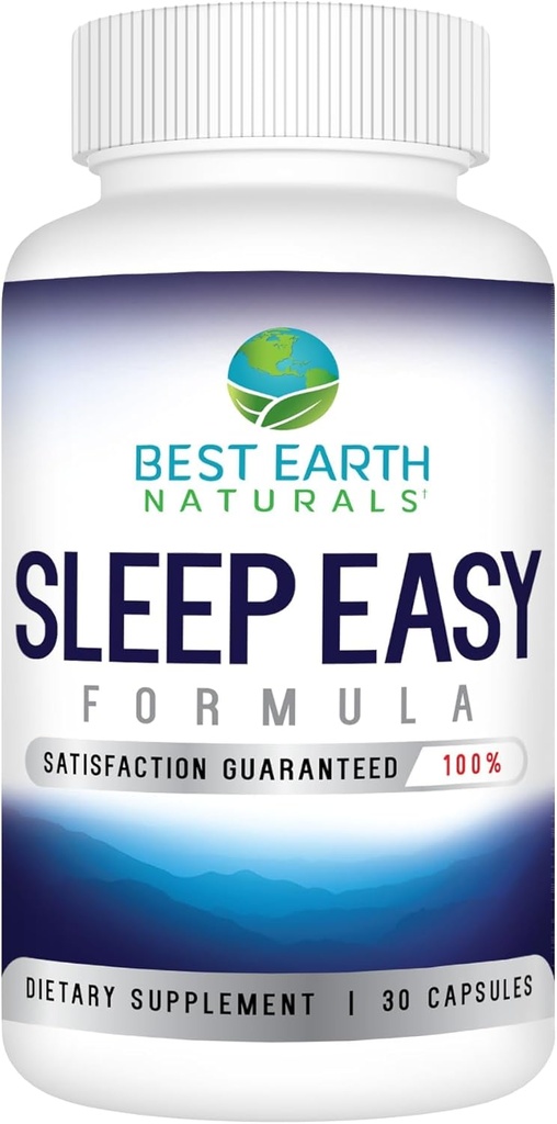 Najlepsza Ziemia Naturals Sleep Easy Supplement z L- Theanine, GABA, 5- HTP i więcej 30 Count