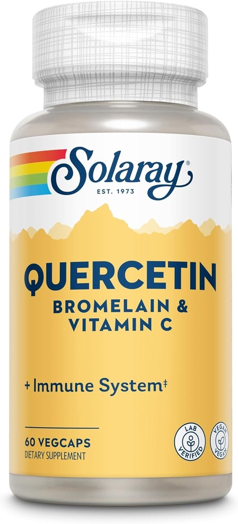 SOLARAY Quercetin, bromaiini ja C-vitamiini, 60 VegCapia