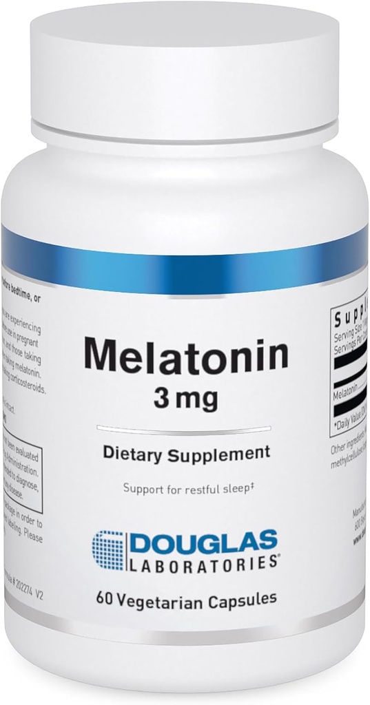 Douglas Laboratories Melatonin 3 mg | Apoia ciclos de sono/maio | 60 cápsulas
