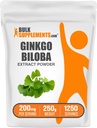 BulkSupplement.com Ginkgo Billaba cload from Ginkgo Bioba left, Antooxidant แหล่งที่มา, Herball Supplement - Gluplen free, 200 mg per servation, 250g (8.8.oz) (10).
