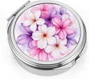 Dinippy Pill Box with Mirror Pocket 3 השוואתי תרופות מקרה ויטמין Pill מארגנת עבור Pocket Purse ו-Travel (Round, Silver-BloomBurst)