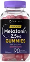 Carlyle Melatonin 2.5 mg Gummies | 90 Count | Berry Flavor Gummy Supplement | Vegan, Non-GMO, Gluten Free