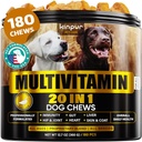 20-in-1 Dog Multivitamiini täydentää - immuniteetti, digestio, Joint ja Heart Health Support - Natural Dog Vitamiinit Biotin, Msm, Karpalo, Glukosamiini koirille - 180 Chews