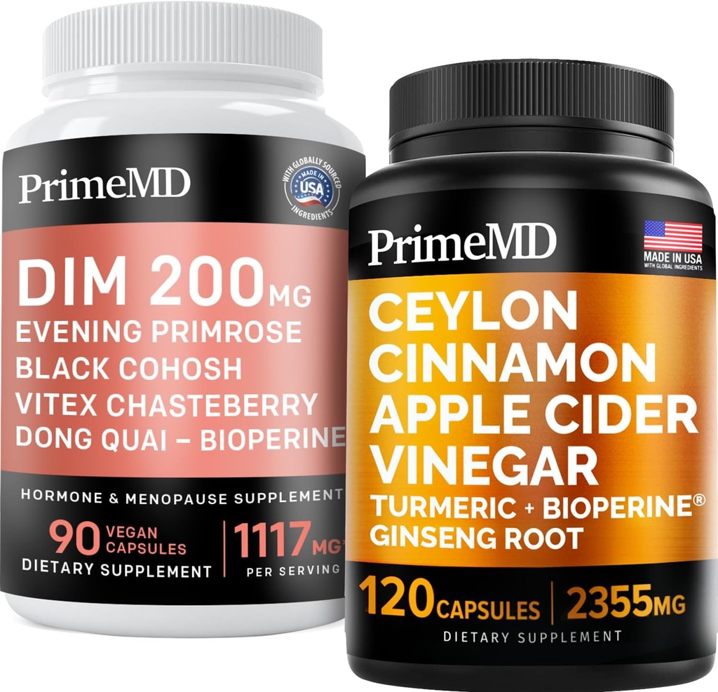 锡兰肉桂(1pk)和更年期支持(1pk) 补充 Bundle - 用于心脏、代谢、荷尔蒙和免疫支持-非GMO、Vegan、Gluten-Free