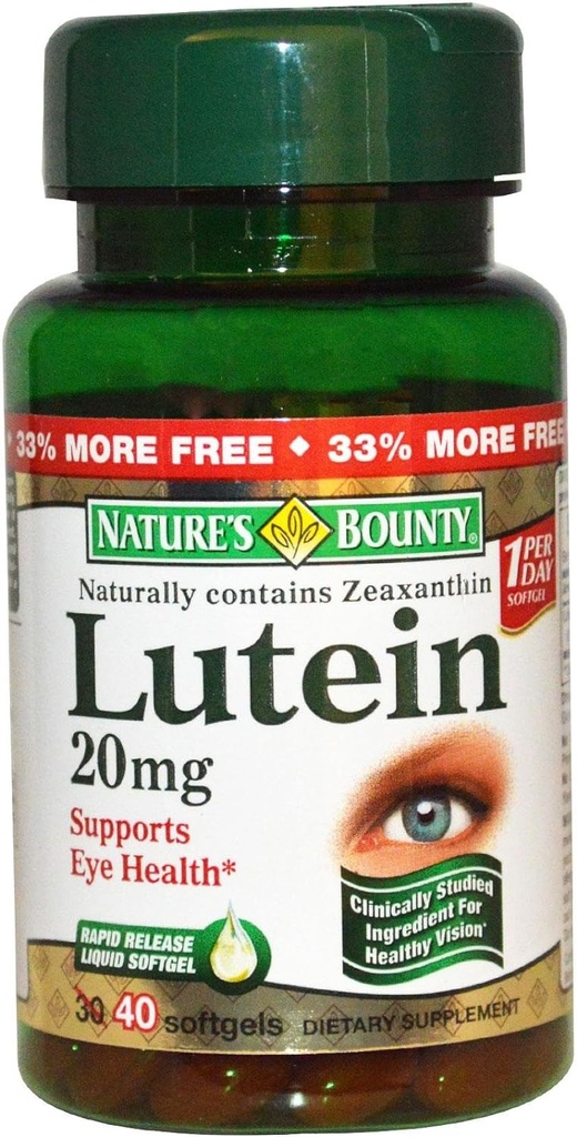 Nature's Bounty Lutein 20mg, 40 Softgels (πακέτο των 2)