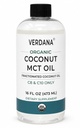 Verdana USDA Organic Coconut MCT Oil, 16 fl oz, Food Grade, C8 & C10 Only, Non-GMO, Kosher, Keto & Paleo Friendly, No Palm Kernel Oil