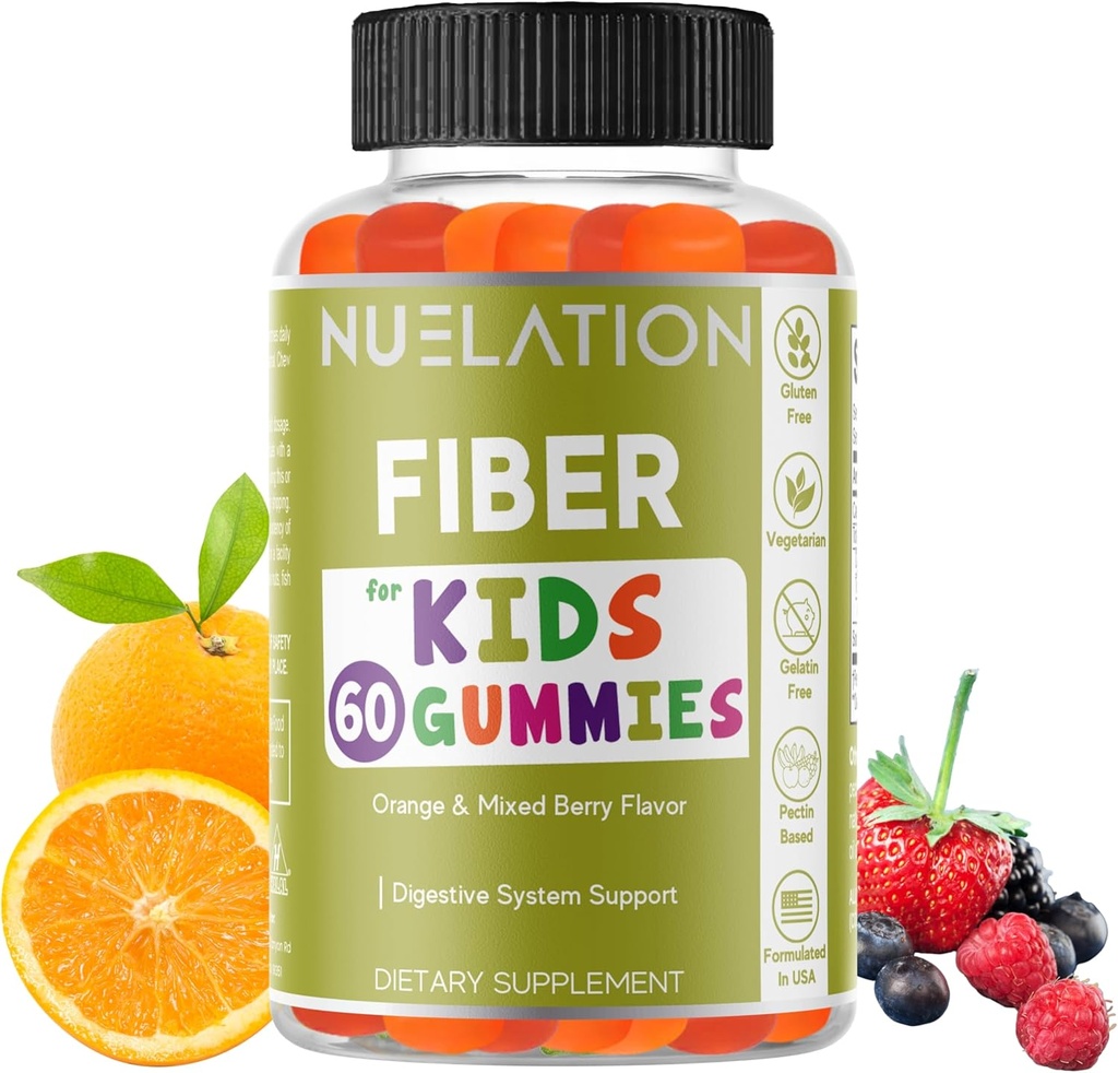 Fiber Gummies for Kids - 60 Conde - Vegetariano, Gluten Free, Gelatin Free, Fiber Supplement for Kids - Prebiotic Fiber to Support Digestion, Bowel Movement &amp; Immune Health