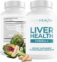 PUREHEALTH RESEARCH Liver Health - Liver Cleanse Detox & Repair med Artichoke Extract, Melke Thistle, Dandelion Root, Turmeric, Beet Root til Sunn Liver Renew med 11 naturlige næringsstoffer, 60 kapsler