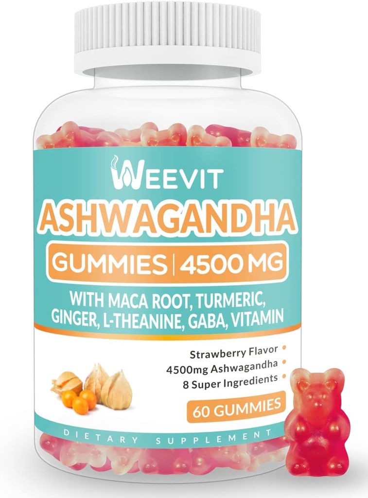 Без захар Ashwagandha Gummies за жени и мъже, Ashwagandha Gummy с Maca Root прах