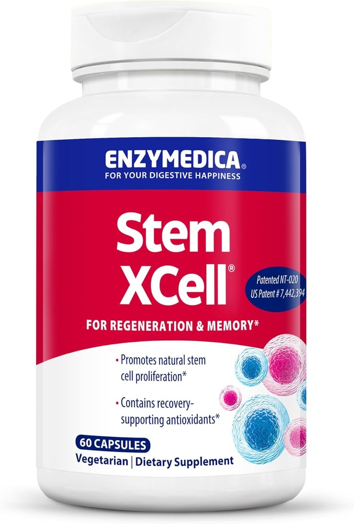 Enzymedica, Stem XCell, Enzyme ו- Antioxidant Support for Brain and cell Health, 60 קפסולות