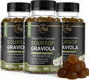Folhas de soursop e gomas de frutas de soursop - 3000mg Extrato de soursop - 3 Pacote de suplemento de graviola - fruta de soursop e folha - 60ct - sem açúcar - sem glúten – Não-GMO – Vegan Friendly