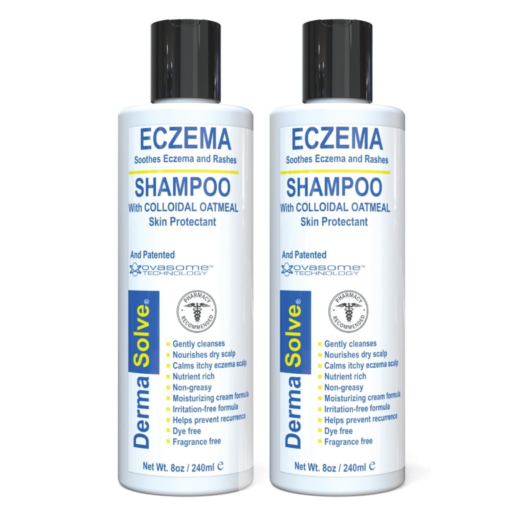 Dermasolve Eczema Relleu Shampoo - Centelleig Control Scalp i Dandruff Free Theray Que protegeix, Moisturizes, i repara la pell per als nens i adults - Stedro Free (2-Pack)