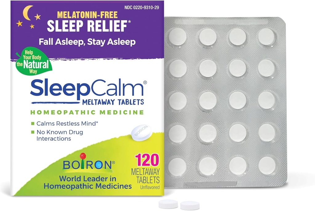 Boiron SleepCalm Tablets Sleep Aid for Deep, Relaxing, Restful Nighttime Sleep - Melatonin-Free e Non Habit-Forming - 120 Count