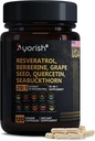 Resveratrol Supplement Berberine Grape Seed Extract Quercetin Grønn Te Extract Acai Noni Polyphenol Supplement for kvinner og menn, N-Acetyl Cysteine NAD Booster 120 Count