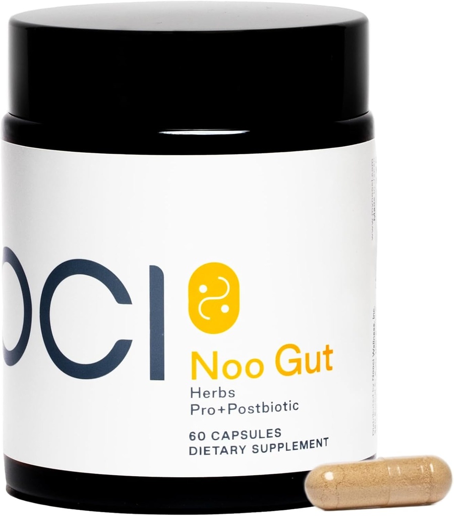 NOO Gut, Gut & Skin: Herbs, Probiyotik, Postbiyotik, 3-in-1 Gut Health üçün Formula, Bloat Support, Daimi Bowel Motions, Glowing Skin, 60 Vegan Capsules
