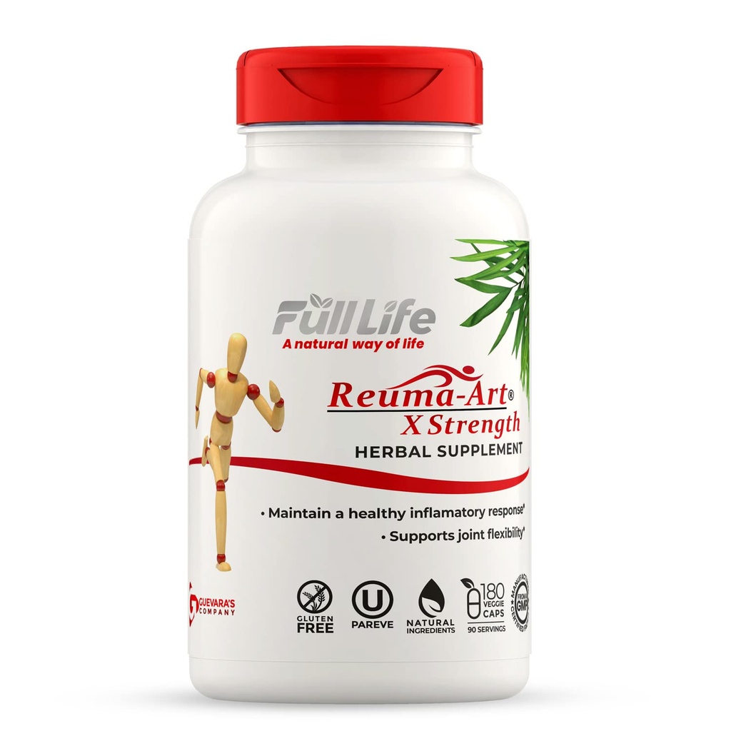Full Life Reuma-Art X Strength – 400 mg Herbal Supplements - Supports Joint Flexibility – 180 Veggie Capsules