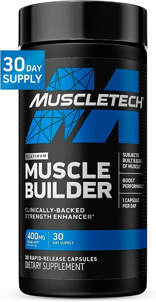 Men & Qadınlar üçün Kastexnologiya Nitric oksigen texnologiyaları, Muscle Builder (30 Capsules) - Nitric oksidləşdirici Kompüter Yardımları Kas Kazan və Performans - 400mg Uşaqlı Güc üçün Peak ATP